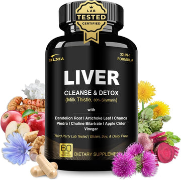 32 In 1 Liver Cleanse Detox & Repair Formula With Apple Cider Vinegar, Milk Thistle Supplement, Artichoke, Dandelion Root Supplement - Non-Gmo & Vegan Herbal Liver Support & Repair