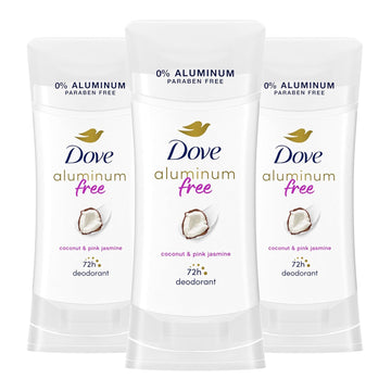 Dove Aluminum Free Deodorant For Women 3 Count Coconut And Pink Jasmine 72 Hour Odor Protection 2.6 Oz