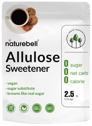 Naturebell Allulose Sweetener, 2.5 Lbs | Keto & Vegan-Friendly, White Sugar Substitute | 0 Calorie, 0 Sugar, 0 Net Carb, Non-Glycemic, Browns Like Table Sugar | Bulk Supply For Baking & Beverages