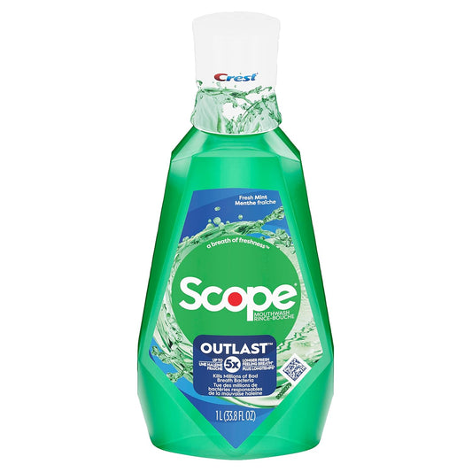 Crest Scope Outlast Mouthwash, Fresh Mint, 1L
