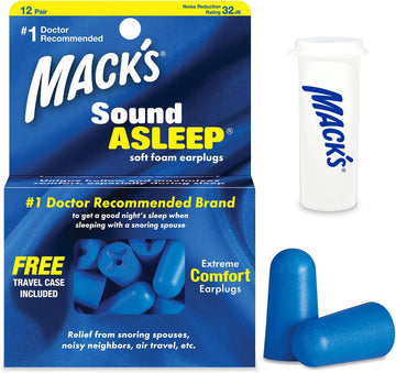 Macks Sound Asleep Soft Foam Earplugs, 12 Pair  32Db High Nrr, Comfortable Ear Plugs For Sleeping, Snoring, Travel And Noisy Neighbors
