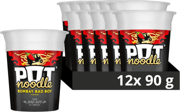 Pot Noodle Bombay Bad Boy Standard Pot Instant Vegan* Snack Quick To Make Noodles 12X 90 G