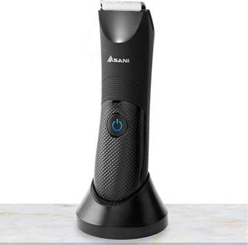 Asani Upkeeper Men'S Body Hair Trimmer - Rechargeable Grooming Tool With Ceramic Blade, Led Light, Waterproof Design, Electric Shaver For Wet/Dry Use, Ideal For Chest, Back, Groin Hair Care
