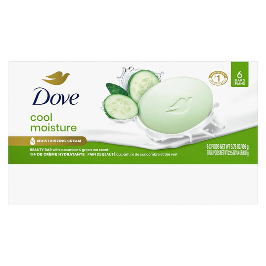 Dove Skin Care Beauty Bar For Softer Skin Cucumber And Green Tea More Moisturizing Than Bar Soap 3.75 Oz 24 Bars