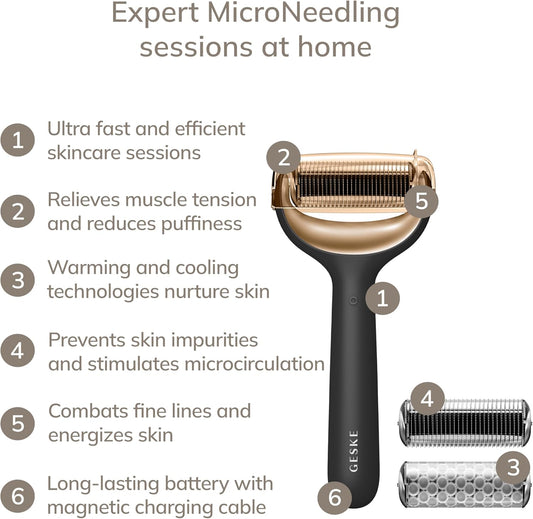 GESKE SmartAppGuided⢠MicroNeedle Face & Body Roller | 8 in 1 | Derma Roller | Electric roller | Microneedling device | Needle roller | Beauty roller for face and body : Amazon.co.uk: Beauty