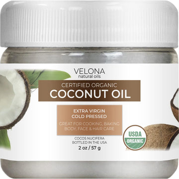 velona USDA Certified Organic Coconut Oil Extra Virgin - 2 oz | Food and Cosmetic Grade | in jar | Extra Virgin, Cold Pressed