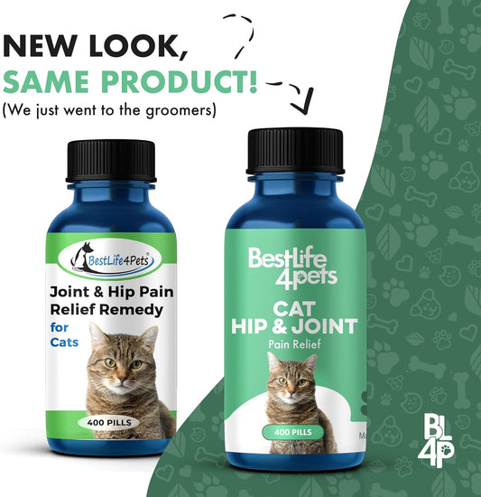 Bestlife4Pets Cat Hip And Joint Supplement - Relief From Pain, Inflammation, And Injuries - Improve Mobility - No Odor Or Taste - All Natural Easy To Use And Swallow - Pills