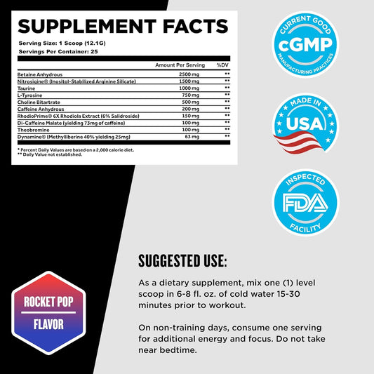 Beast Sports Nutrition Beast Mode X, Rocket Pop - Pre-Workout Powder -