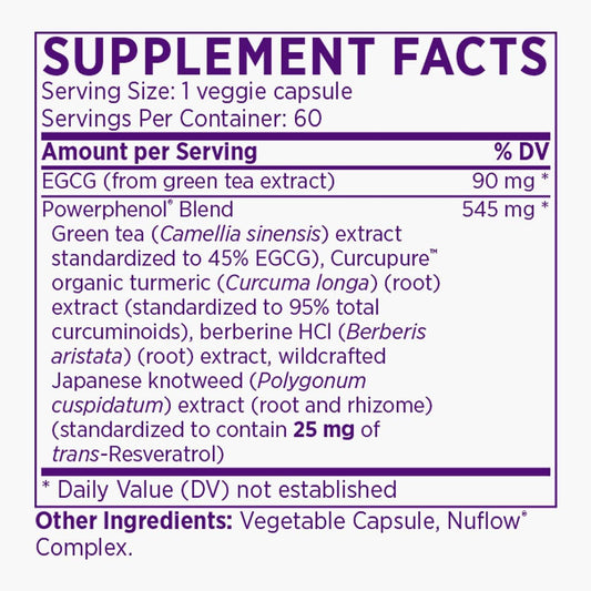 Naomi Powerphenol - Polyphenols Supplement, Green Tea, Berberine, Turmeric And Resveratrol - Supports Immunity, Healthy Weight And Aging, Joint Strength, And Energy Levels - 60 Count, 60-Day Supply