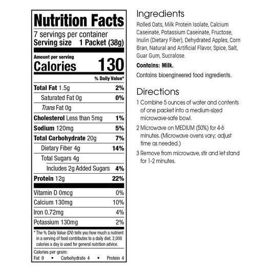 Wonderslim Instant Protein Oatmeal, Apple 'N Cinnamon, Gluten Free, Low Carb (7Ct)