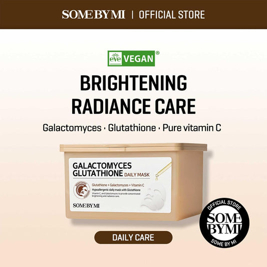 Some By Mi Galactomyces Glutathione Daily Mask - 30 Sheets, 11.8Oz - Vitamin C Vegan Face Sheet Mask For Skin Brightening Routine - Skin Moisturizing And Glowing Care For Glass Skin - Korean Skin Care
