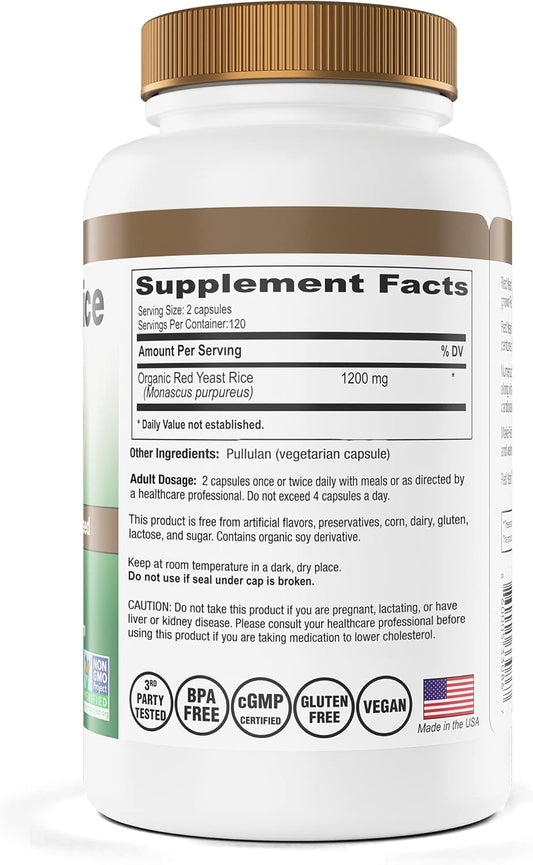 600 Mg Of Organic Red Yeast Rice - Ip6 International - 240 Veg Caps