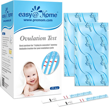 Easy@Home Ovulation Test Strips, 25 Pack Fertility Tests, Ovulation Predictor Kit, Powered By Premom Ovulation Predictor Ios And Android App, 25 Lh Strips