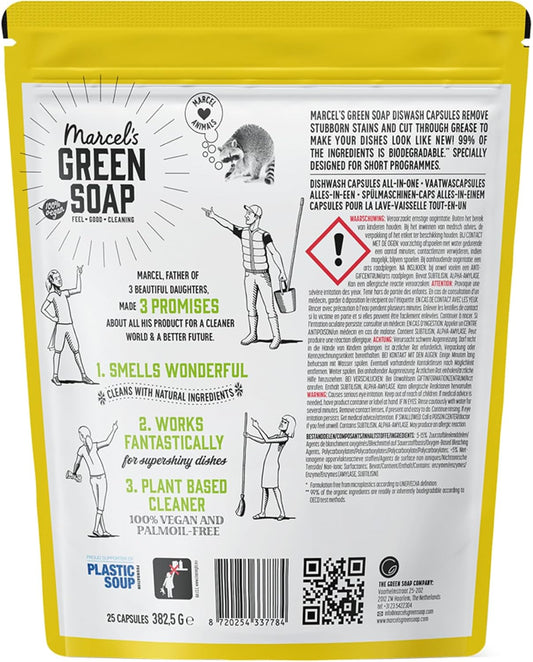 Marcel'S Green Soap Dishwash Tablets - Grapefruit & Lime - 97% Biodegradable - Natural Ingredients - 25 Tablets