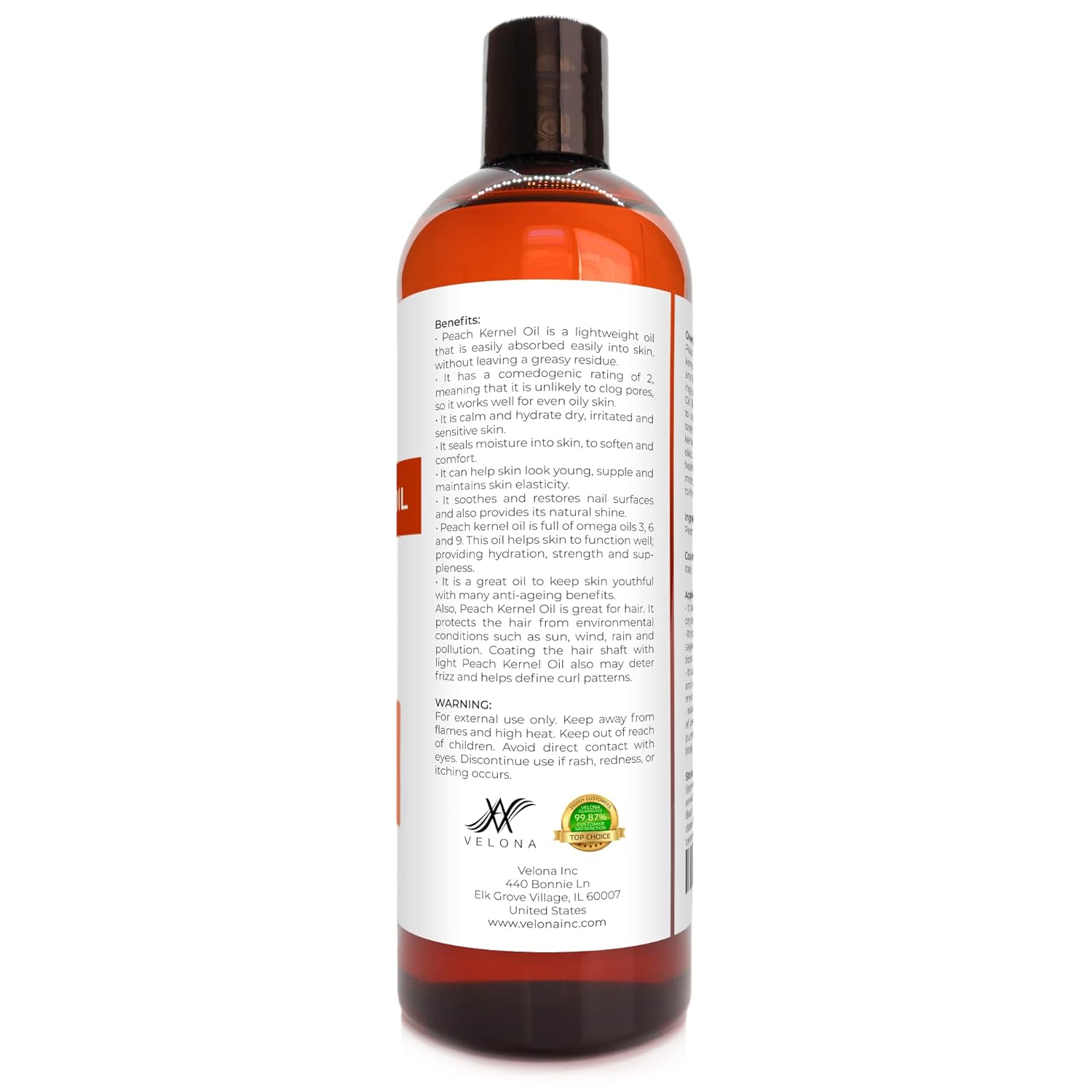 velona Peach Kernel Oil 16 oz | 100% Pure and Natural Carrier Oil | Refined, Cold pressed | Cooking, Skin, Hair, Body & Face Moisturizing | Use Today - Enjoy Results : Beauty & Personal Care
