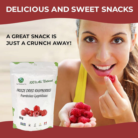 100% Canada Raspberries - Natrihealth Freeze Dried Raspberries 20Gx2