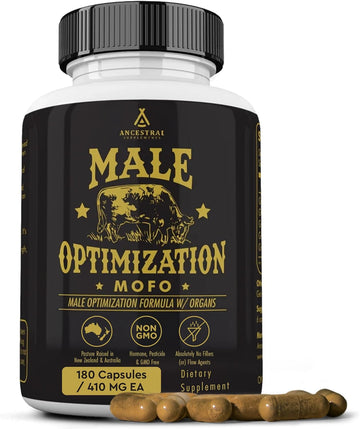 Ancestral Supplements Mofo, Supplements For Men, Support For Energy Levels And Overall Men'S Health And Wellness, Non-Gmo Grass Fed Beef Organ Supplement With Liver, No Fillers, 180 Capsules
