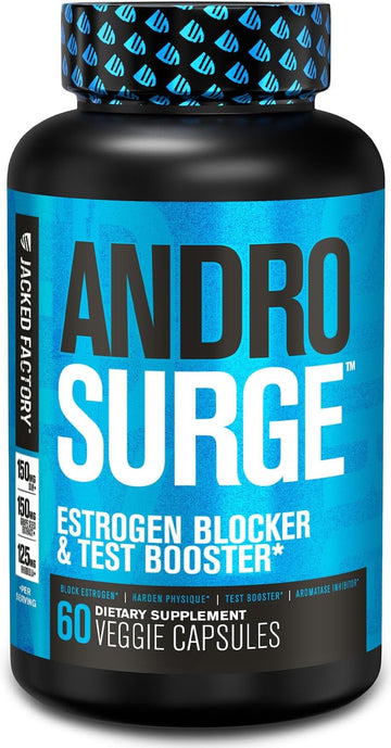Jacked Factory Androsurge Estrogen Blocker & Testosterone Booster For Men -Grade Anti-Estrogen, Test Booster & Aromatase Inhibitor Supplement - Tongkat Ali, Rhodiola, Dim - 60 Natural Capsules