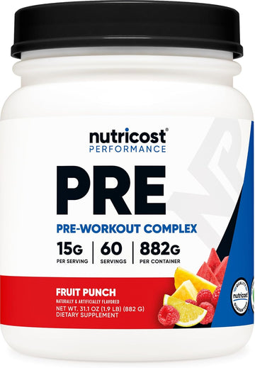 Nutricost Pre-Workout Powder Complex, Fruit Punch, 60 Servings, Vegetarian, Non-Gmo And Gluten Free