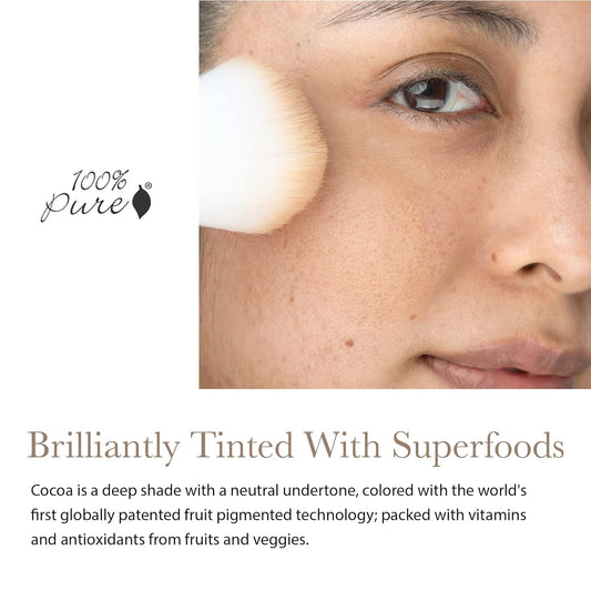 100% Pure Powder Foundation Matte Finish Face Makeup - Oil Absorbing Pressed Poreless Concealer - Vegan Fruit Pigmented Toffee Color (Tan Shade W/Neutral Undertones) - 0.32 Oz