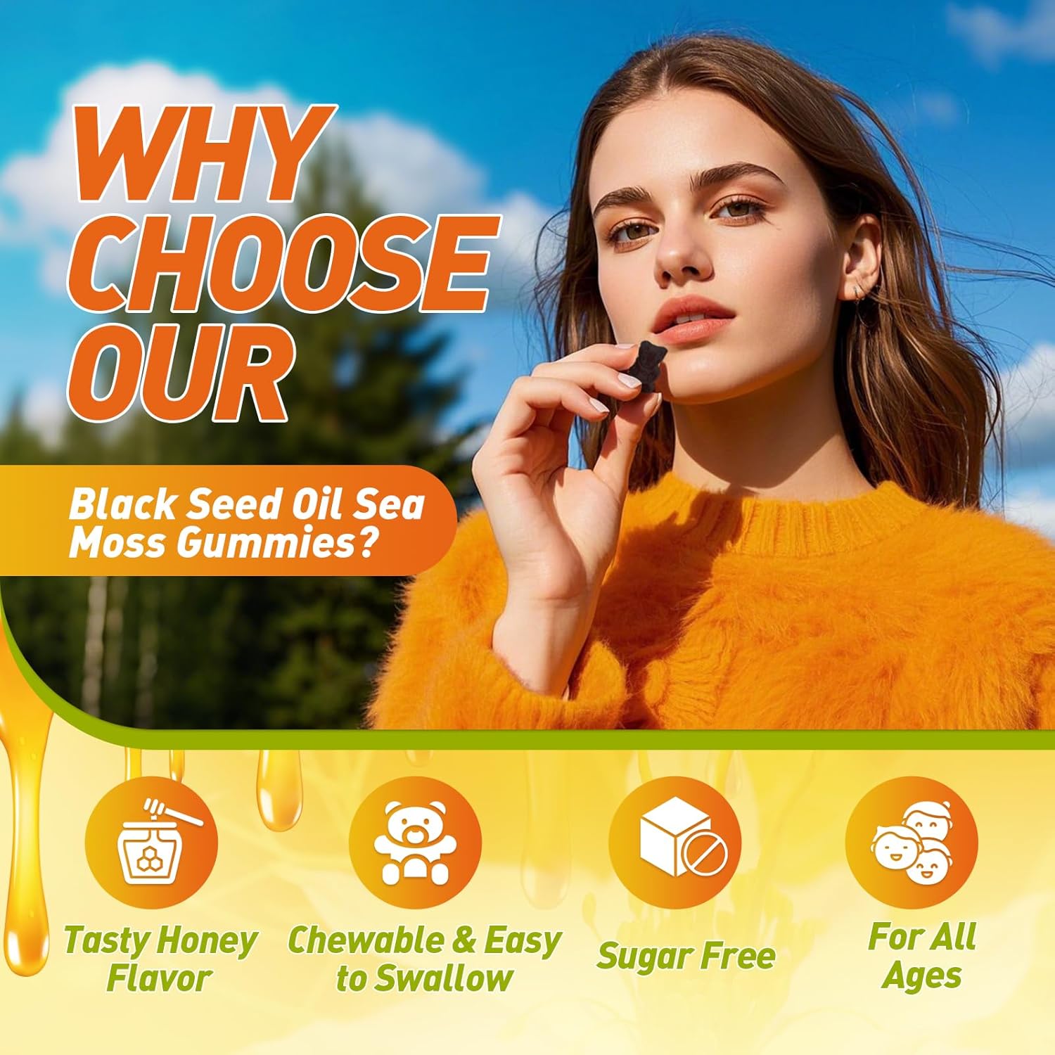 Black Seed Oil Sea Moss Gummies With Ashwagandha, Burdock Root, Linden Honey, Elderberry, Turmeric, Vitamin C, D3 & Zinc - Supports Immunity, Joints, Digestion, Hair & Skin, Vegan Gummies 60 Counts : Health & Household