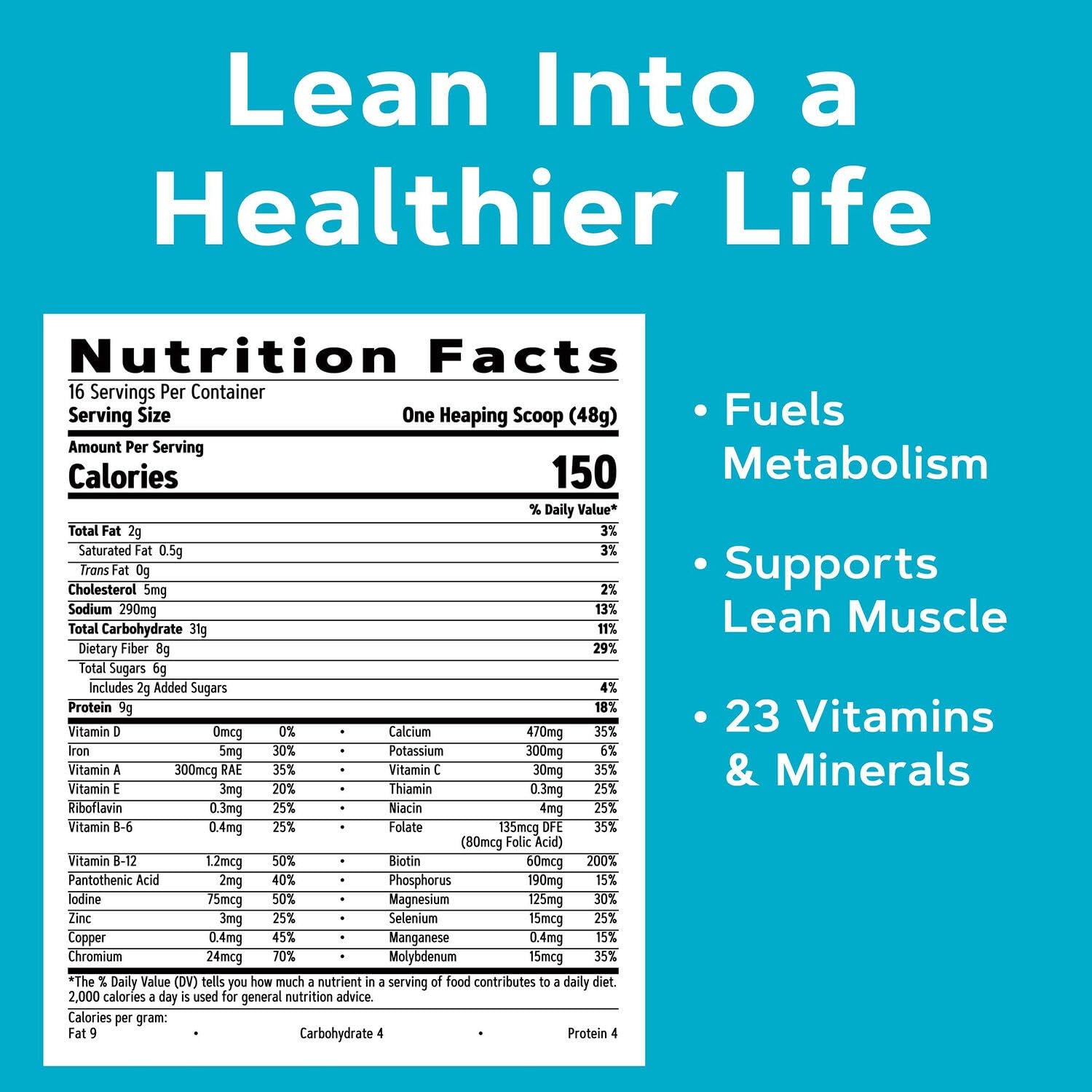 Gnc Lean Shake Classic Meal Replacement Powder, Clinically Proven Weight Management, High Fiber With 23 Vitamins And Minerals, Healthy Cholesterol Levels, 9G Protein, Oat Fiber, Vanilla Bean, 16 : Health & Household