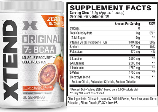 Xtend Original Bcaa Powder Italian Blood Orange | Sugar Free Post Workout Muscle Recovery Drink With Amino Acids | 7G Bcaas For Men & Women | 30 Servings
