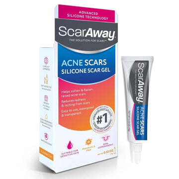 Scaraway Acne Scar Treatment, Clear Silicone Scar Gel, 100% Medical-Grade, Helps Improve Size, Color & Texture Of Post-Acne Hypertrophic & Keloid Scars On Face & Body, Water Resistant, 15 Grams