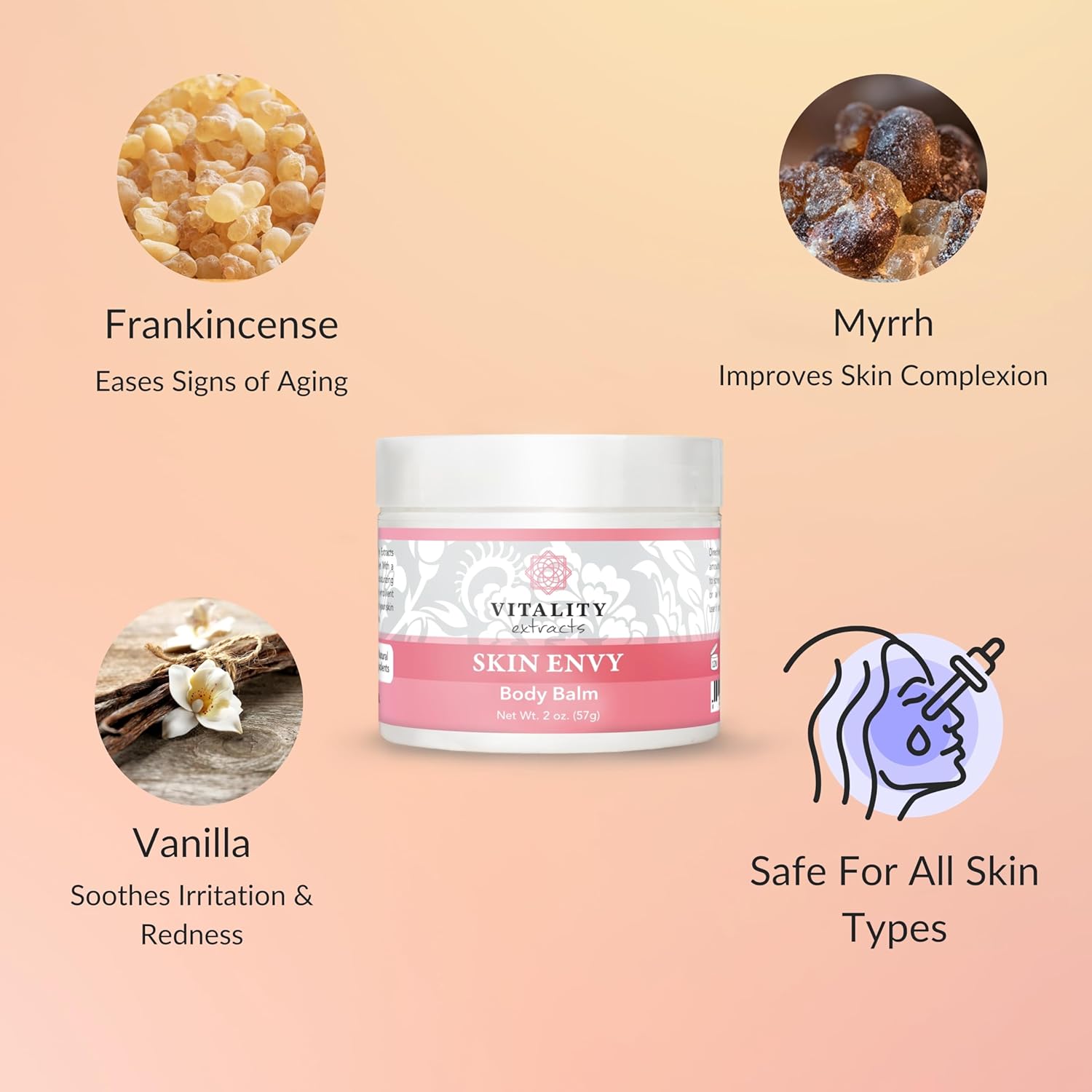 Vitality Extracts Skin Envy Balm - Moisturizer, Beeswax, Vitamin A, Skin Care, All Natural, Coconut Oil : Beauty & Personal Care