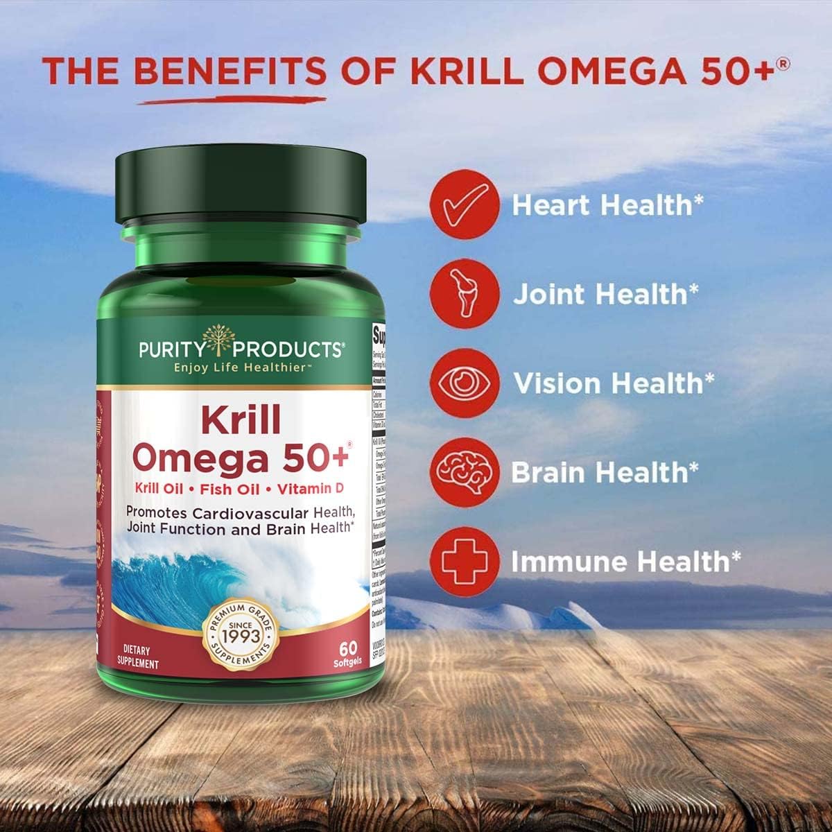 Purity Products Krill Omega 50 (Krill + Fish Oil Blend 1000mg + Astaxa