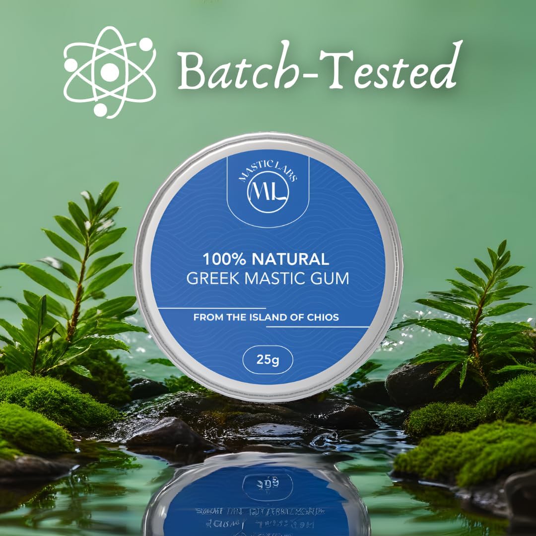 Mastic Labs | Pure Greek Mastic Gum – Pure Resin From Chios, Greece | Digestion, Oral Health, Culinary & Natural Chewing Gum Alternative – Medium & Large Size Tears - 25G