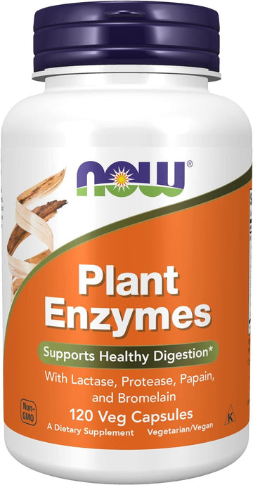 Now Supplements, Plant Enzymes With Lactase, Protease, Papain And Bromelain, 120 Veg Capsules