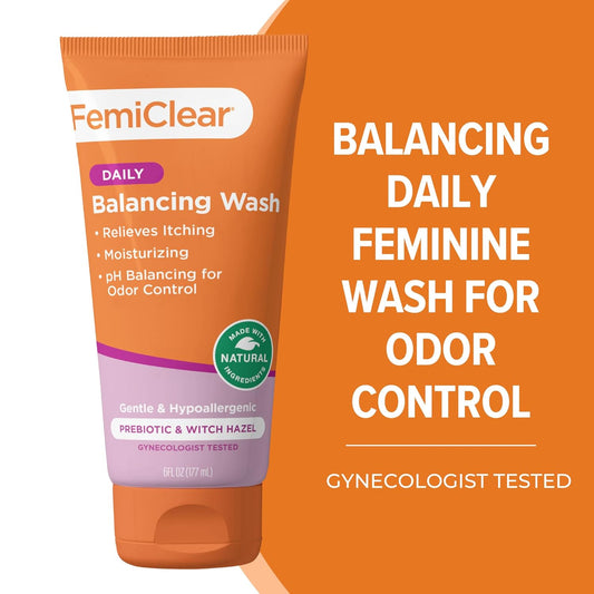 Femiclear Soothing Daily Feminine Wash - Feminine Care Wash For Itching & Irritated Skin, Feminine Hygiene Products, Essentials For Vaginal Health, Ph Balance For Women (6Fl Oz)