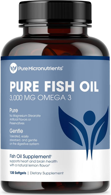 Pure Micronutrients - Omega 3 Fish Oil Supplement, Epa/Dha Fatty Acids, Burpless Fish Oil Supplements With Lemon - Heart, Eye, Brain & Immune Support - 120 Softgels