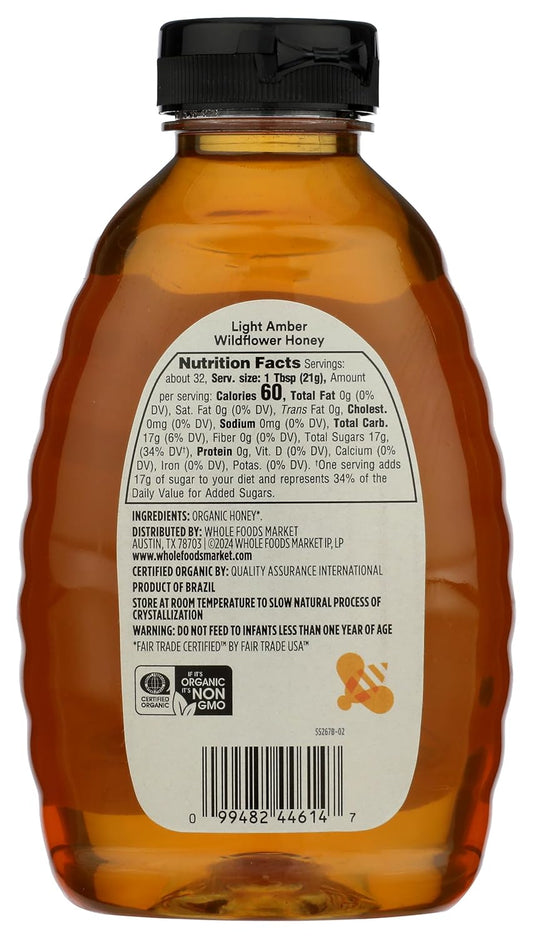 365 By Whole Foods Market, Organic Light Amber Wildflower Honey, Us Grade A, 24 Ounce