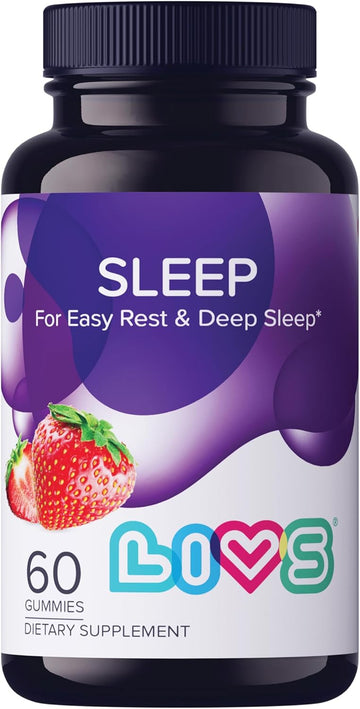 Livs Sleep Gummies W/Melatonin And Magnesium | Sleep Aid Gummy For Adults, Organic With No Artificial Flavors, Strawberry Flavor, Vegan, 60 Count
