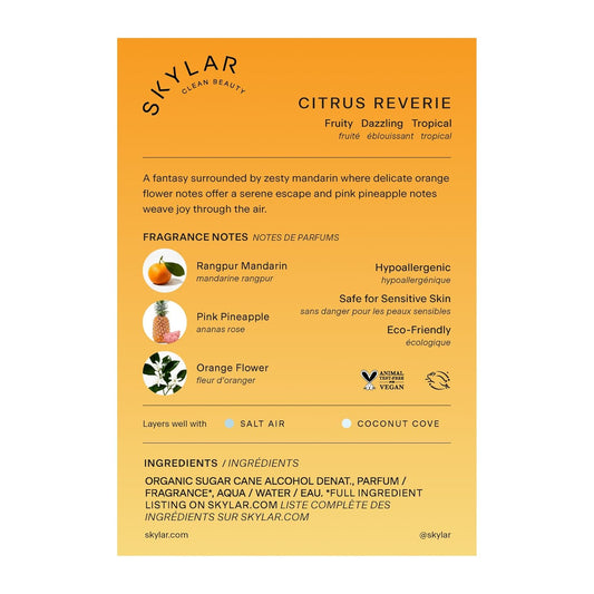 Skylar Capri Summer Eau De Parfum - Hypoallergenic & Clean Perfume For Women & Men, Vegan & Safe For Sensitive Skin - Fruity Citrus Perfume, Bergamot, Neroli & Blood Orange - 10Ml /0.33 Fl Oz