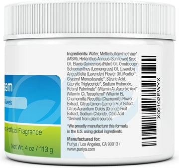 Puriya Ultra Sports Cream With Natural Menthol, Long Lasting Balm For Muscle And Joint Comfort In Leg, Hand, Ankle And Knee, Fast-Acting Rub With Pleasant Scent, Maximum Strength, Fit For Athletes