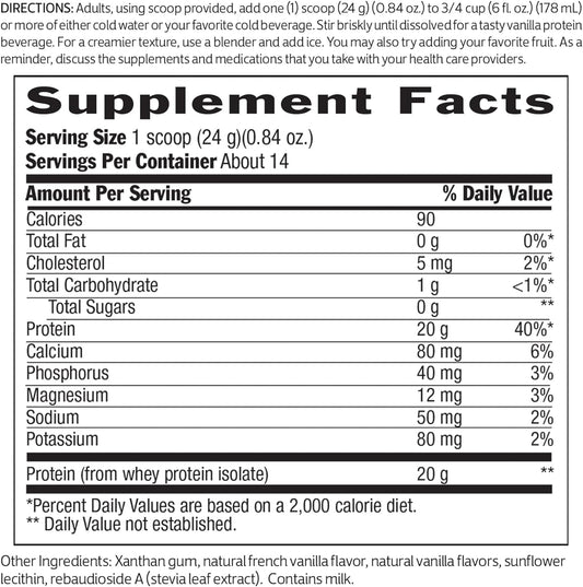 Biochem 100% Whey Sugar-Free Vanilla 20G, 11.8Oz, Certified Vegetarian