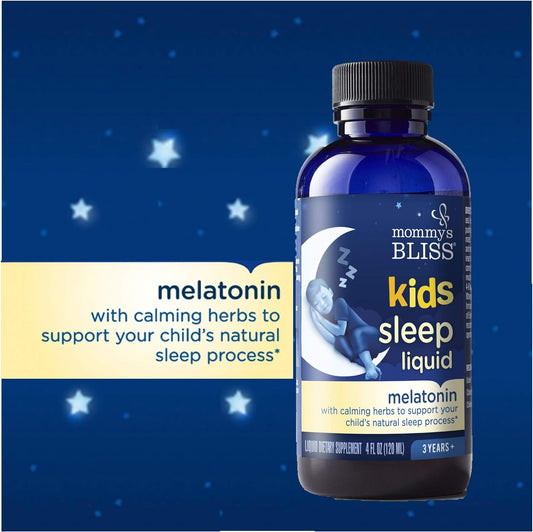 Mommy'S Bliss Kids Sleep Liquid With Melatonin & Calming Herbs | Supports The Natural Sleep Process For Children 3 Years & Up | Grape Flavor | Sugar Free| 4 Fl Oz (60 Servings), Pack Of 1