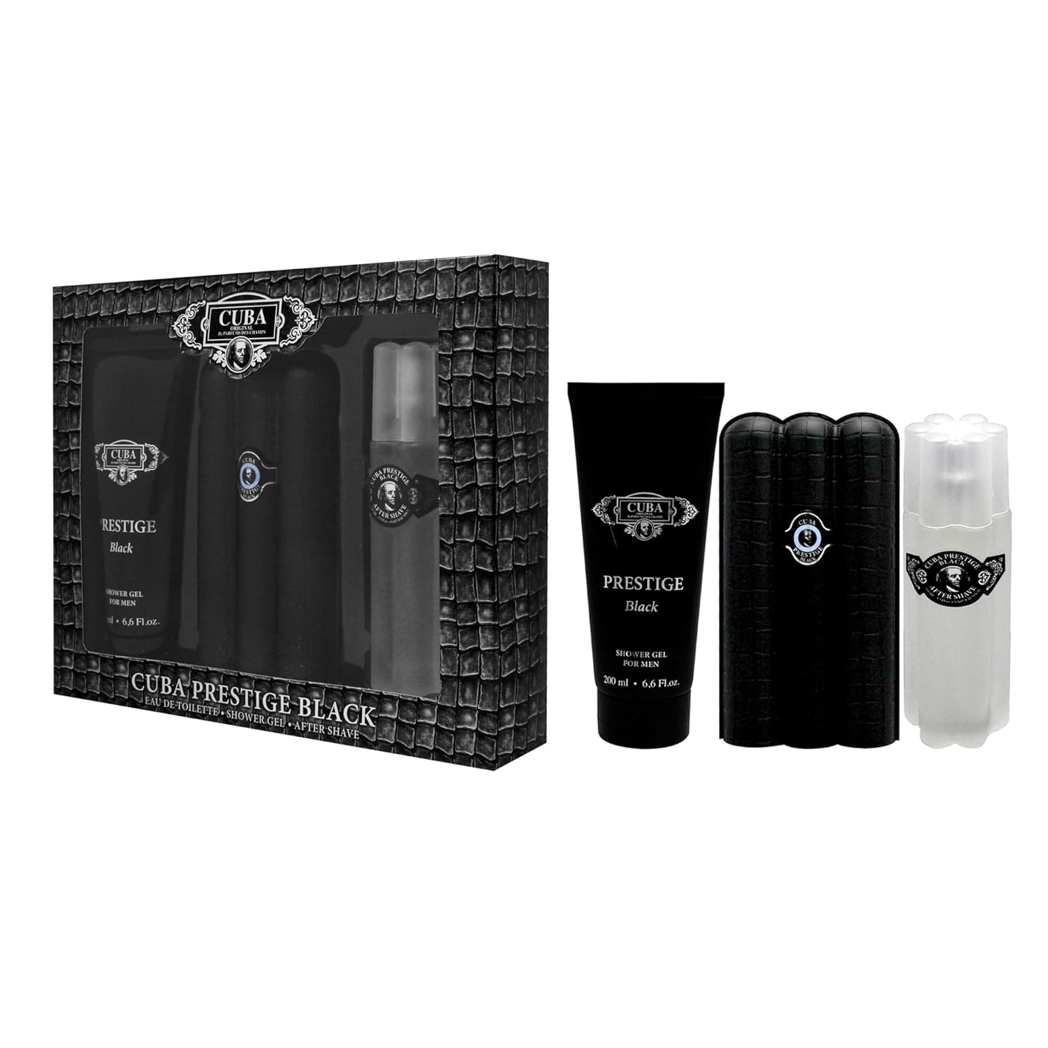 Cuba Prestige Black By Cuba For Men - 3 Pc Gift Set 3Oz Edt Spray, 6.6Oz Shower Gel, 3.3Oz After Shave : Beauty & Personal Care