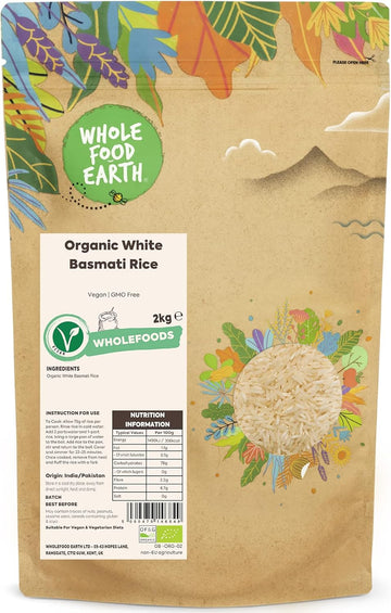 Wholefood Earth Organic White Basmati Rice 3Kg Vegan | Gmo Free | Certified Organic
