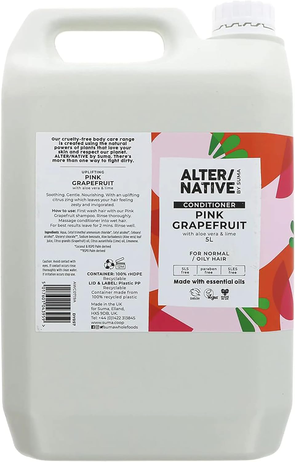 Alter/Native Natural Plant-Powered Cruelty Free Conditioner (Pink Grapefruit, 5 Litre)