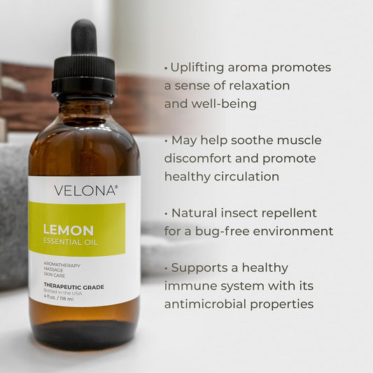 Lemon Essential Oil By Velona - 32 Oz | Therapeutic Grade For Aromatherapy Diffuser
