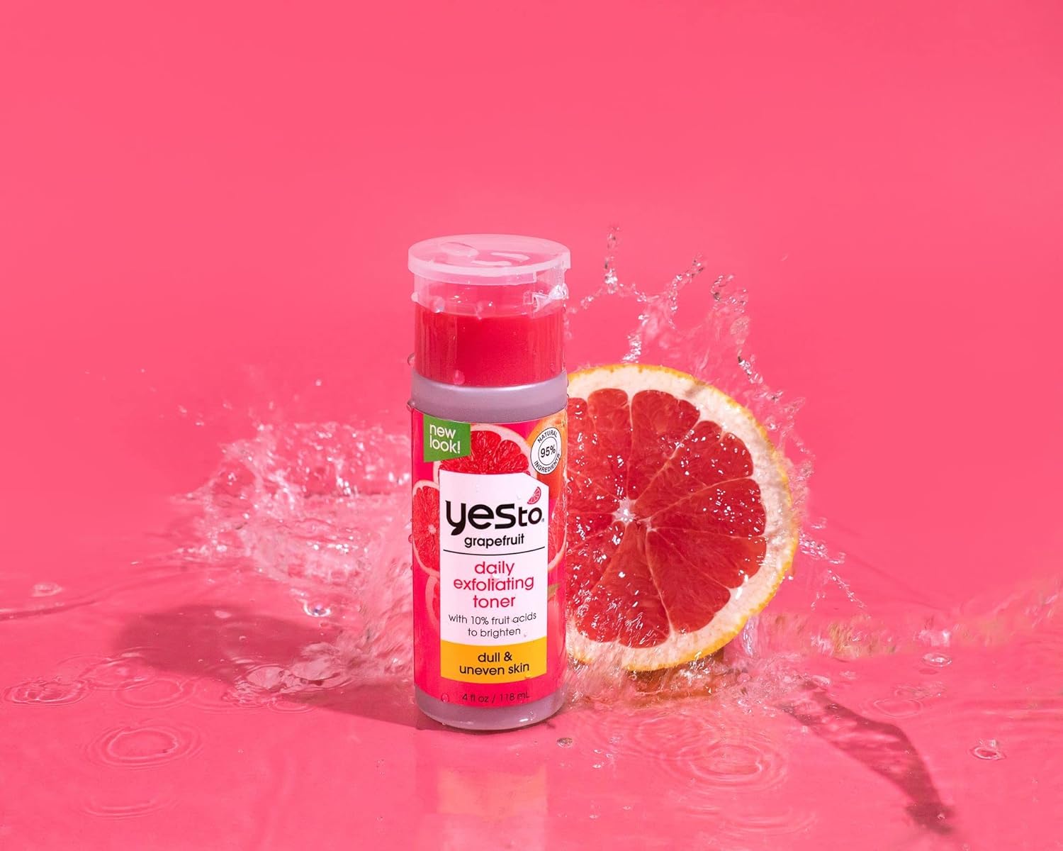 Yes To Grapefruit Daily Exfoliating Toner, Brightening Formula To Retexturize & Brighten Your Skin, With Ahas, Bhas, Vitamin C, & Antioxidants, Natural, Vegan & Cruelty Free, 4 Fl Oz : Beauty & Personal Care