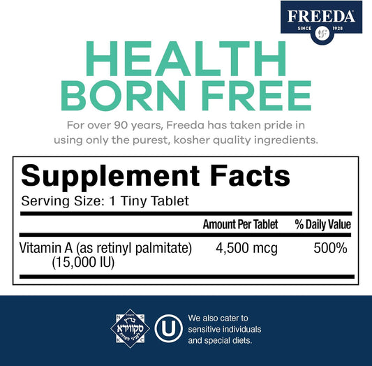 Freeda Kosher Vitamin A Palmitate 15,000 I.U. - 250 Tablets