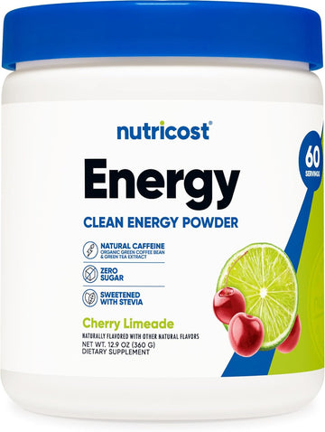 Nutricost Energy Complex Cherry Limeade Drink (60 Servings / 1200 Mg Energy Complex Per Serving) | Sugar Free Mix With Natural Energy From Green Tea Extract And Green Coffee Bean