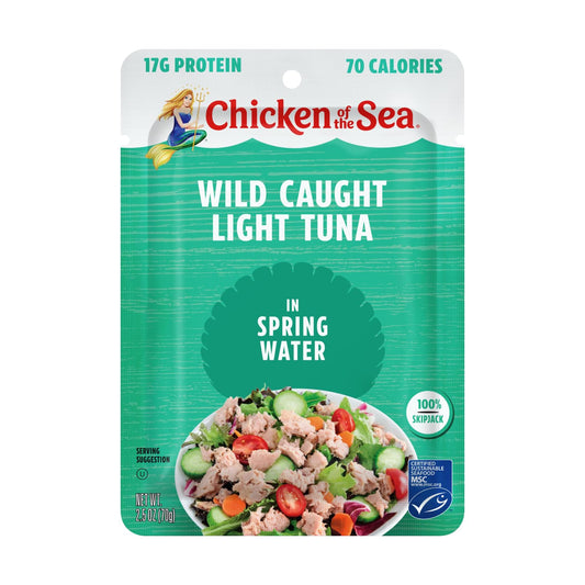 Chicken Of The Sea Wild Caught Light Tuna In Spring Water, 2.5 Oz. Packet (Box Of 12)