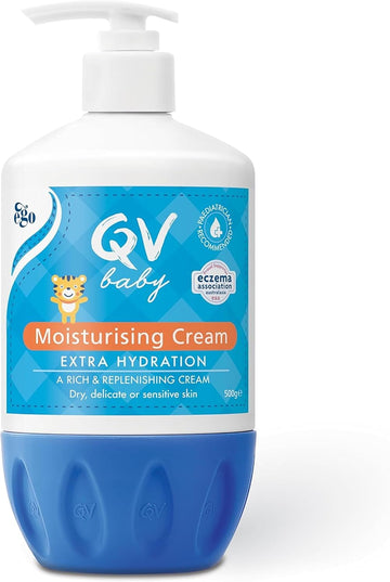 Qv Baby Moisturising Cream, 500G - Rich Moisturising Cream With Glycerin And Vitamin B3 For Babies And Newborn, Non-Greasy For Sensitive Skin, With 24-Hour Protection, Baby Moisturiser, Ph-Balanced