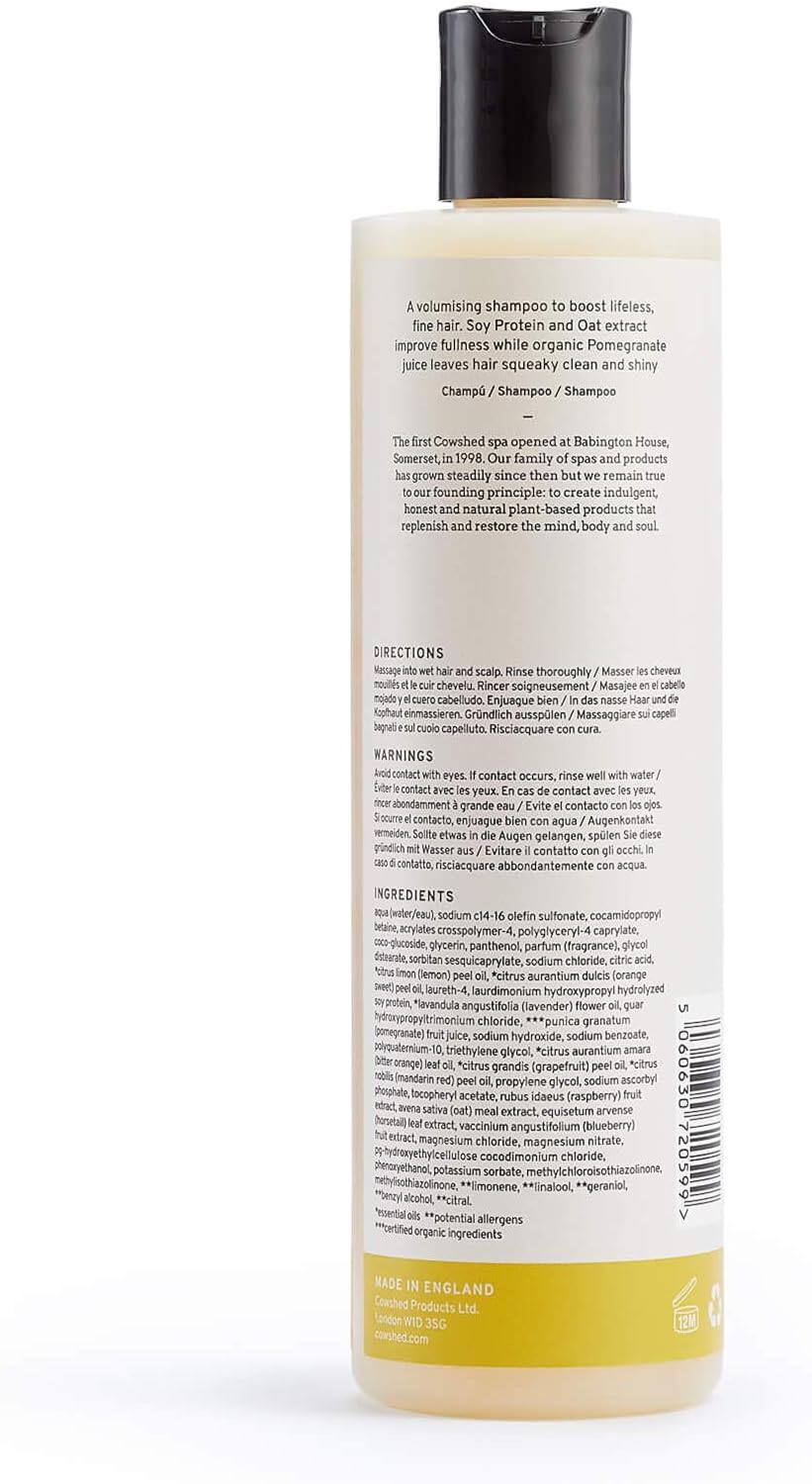 Cowshed Boost Shampoo - 300 ml - Hair Hydrating Shampoo Sulphate and Paraben Free - Volumising Shampoos for All Hair Types | Vegan Moisturising Shampoos : Amazon.co.uk: Beauty